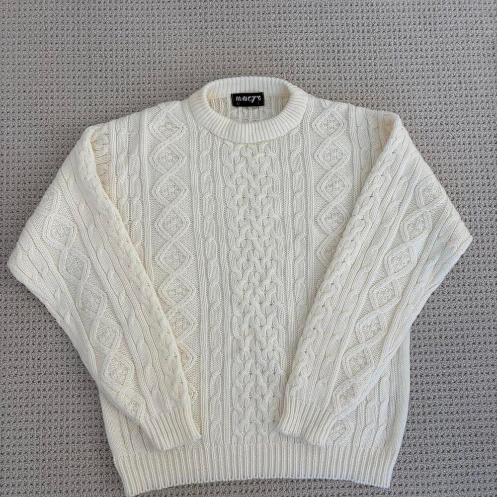 Vintage Macy's white cable knit sweater